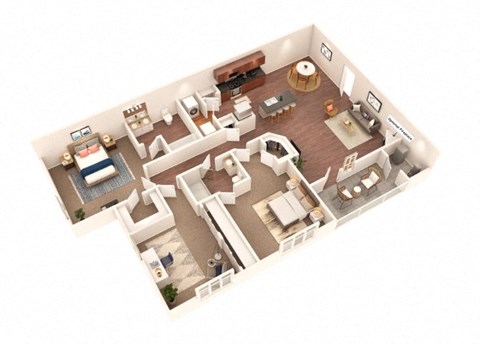 3 Bed 2 Bath Floor Plan with 1,273 Sq. Ft. at SomerHill Farms Apartments, Virginia